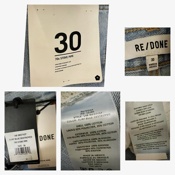 Re/Done Redone 70’s Stovepipe Jeans 30 - Picture 14 of 14